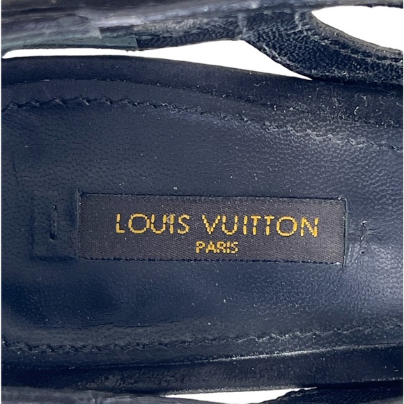 LOUIS VUITTON PLATFORM SANDALS IN BLACK SUEDE - Picture 5 of 10
